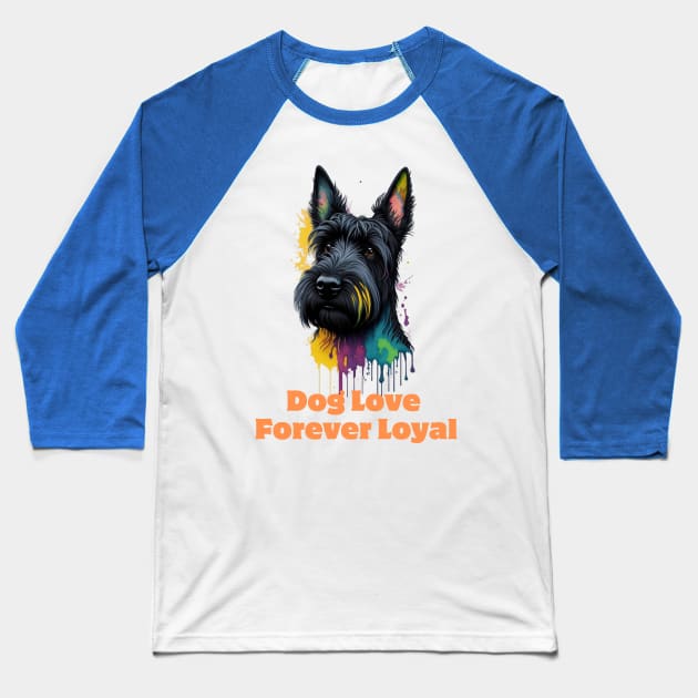 Cute Colorful Scottish Terrier Dog Head Baseball T-Shirt by Pet T-Shirt Designs